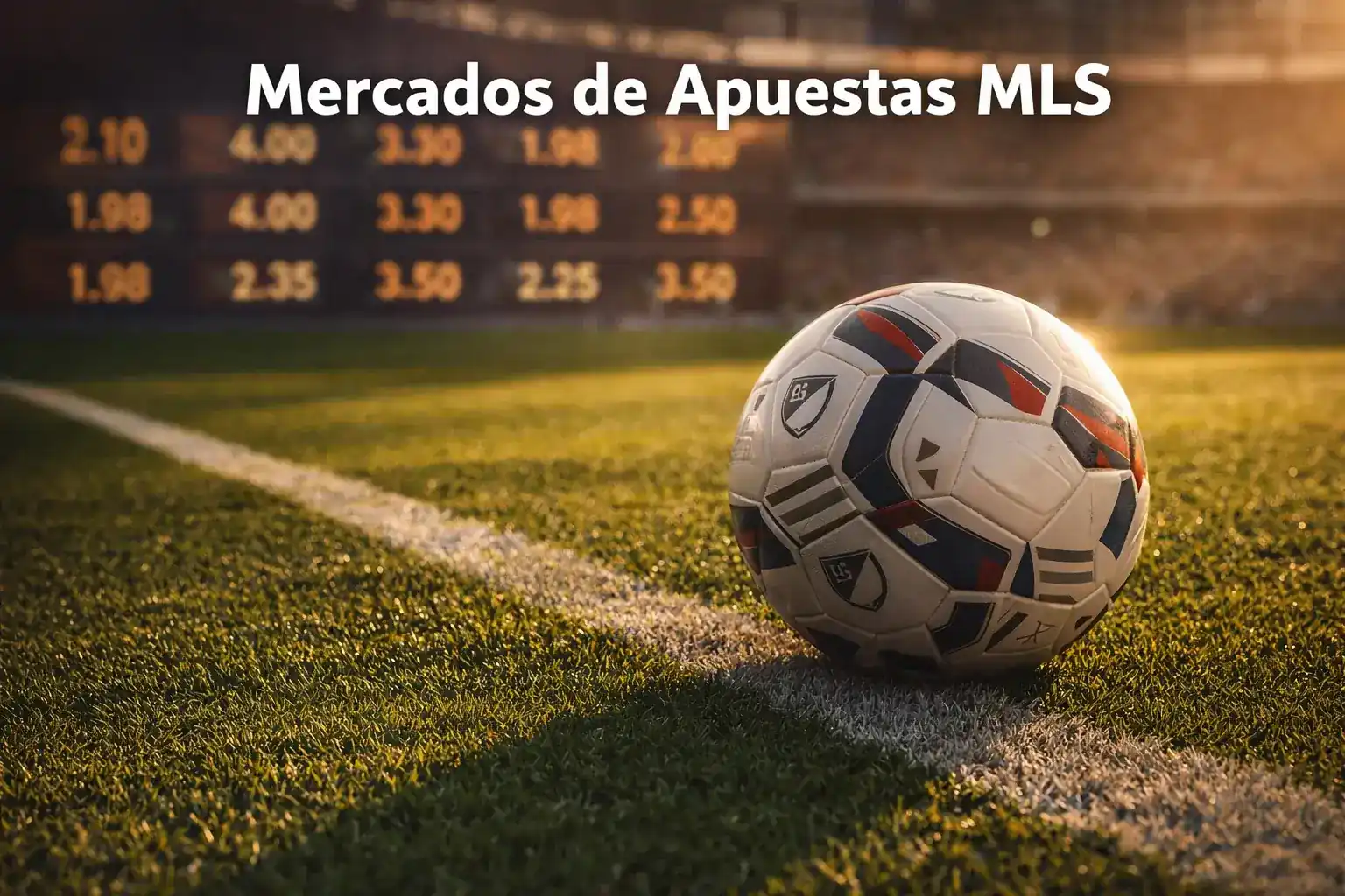 Guía de MLS betting tips: estadio de fútbol de la Major League Soccer iluminado antes de un partido nocturno