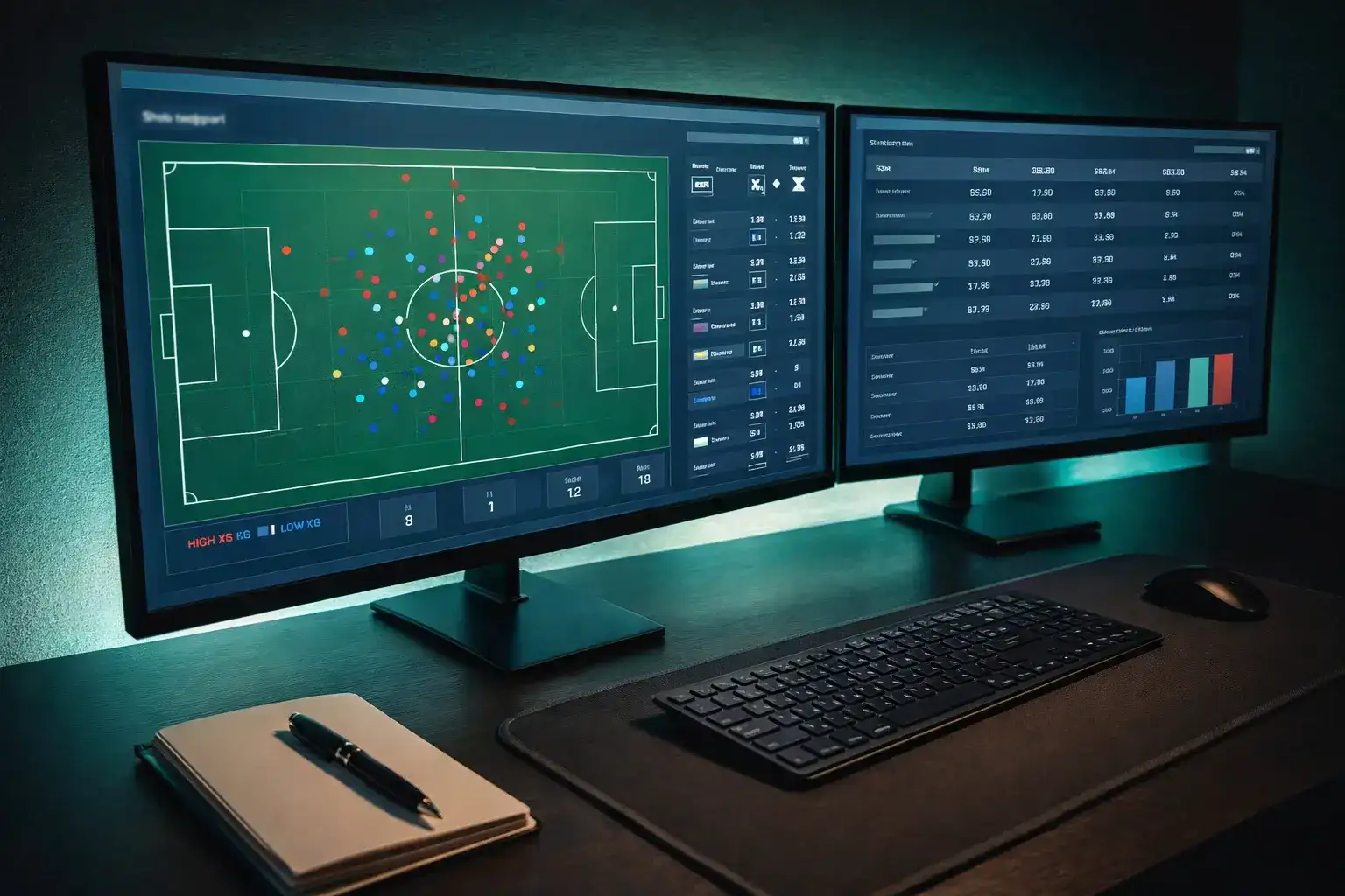 Herramientas de datos para apuestas MLS: analista consultando estadísticas xG en pantalla de ordenador